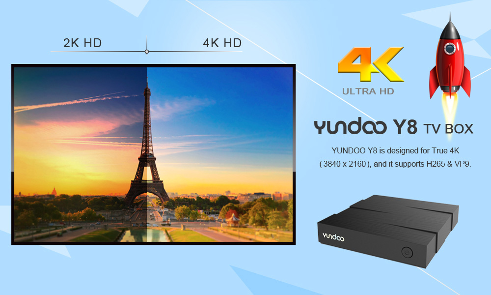 YUNDOO Y8 TV Box ARM Cortex-A72 + ARM Cortex-A53 CPU 64 bit Android 6.0 BT 4.1